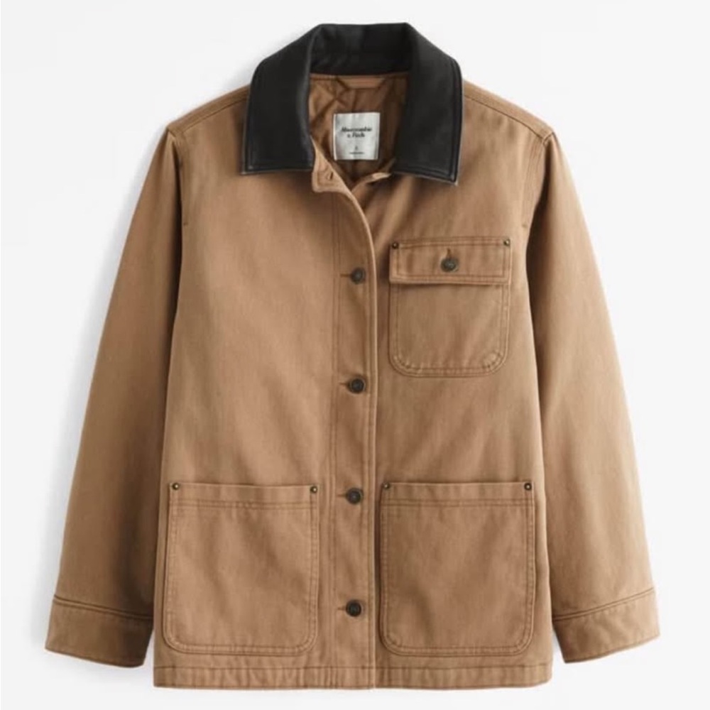 Abercrombie women’s workwear  Tan Canvas Jacket with Contrast Collar